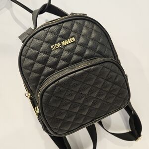 Steve Madden Quilted Black Mini Backpack